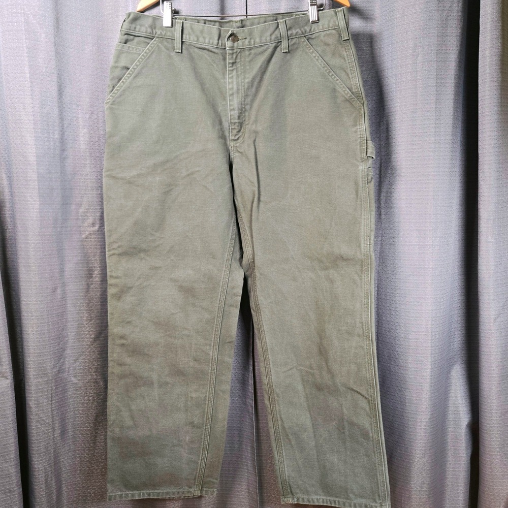 Carhartt B11 MOS Mens 38x30 Moss Green Canvas Original Dungaree Carpenter Pants
